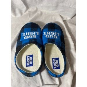 Bud Light Slippers House Shoes Size Small Blue Black